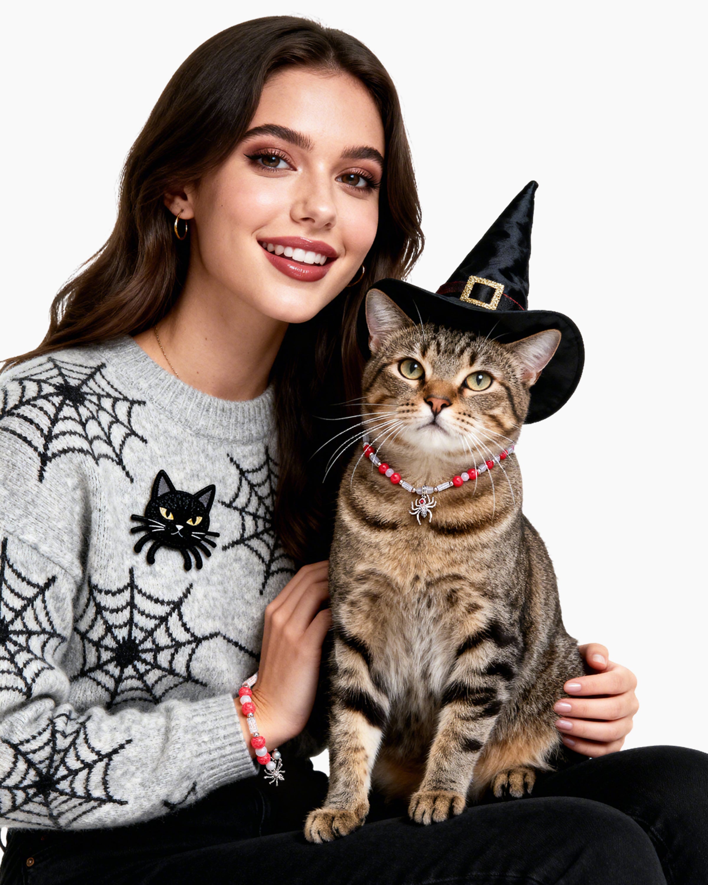 Glow-in-the-Dark Spider Pendant Matching Set — Owner & Cat