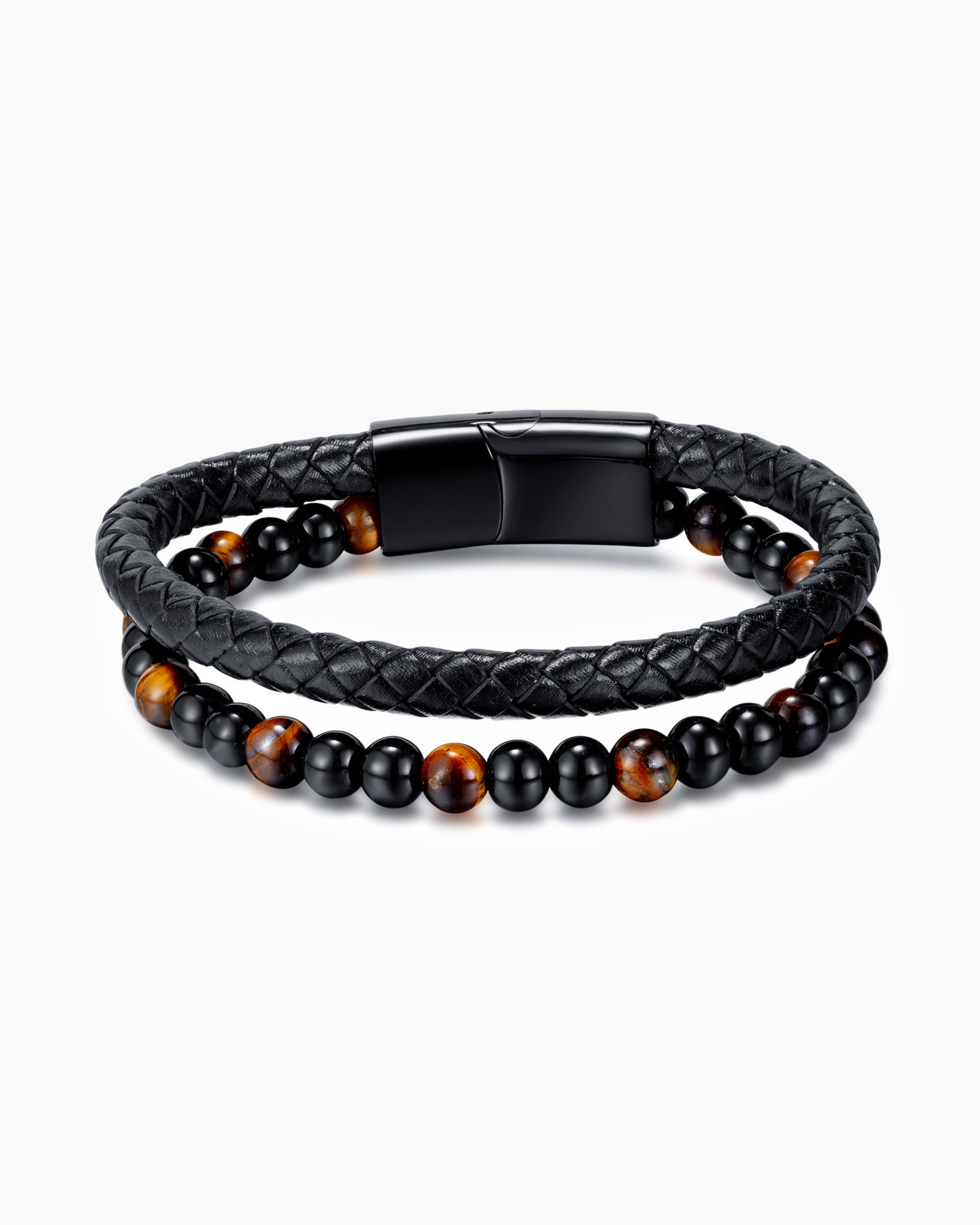 Black - Leather Tiger - Charm Bracelet