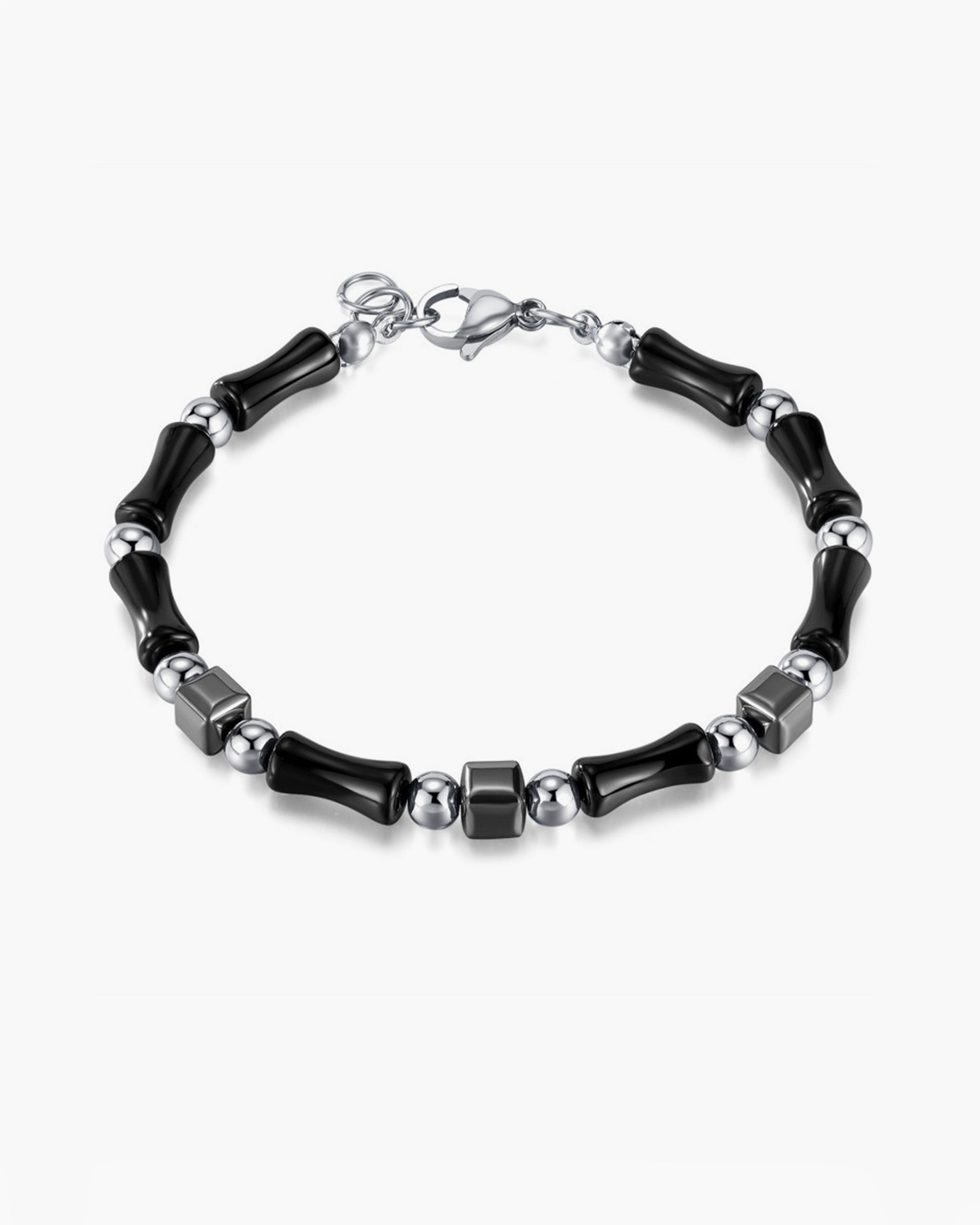 Bamboo - Charm Steel - Bone Bracelet
