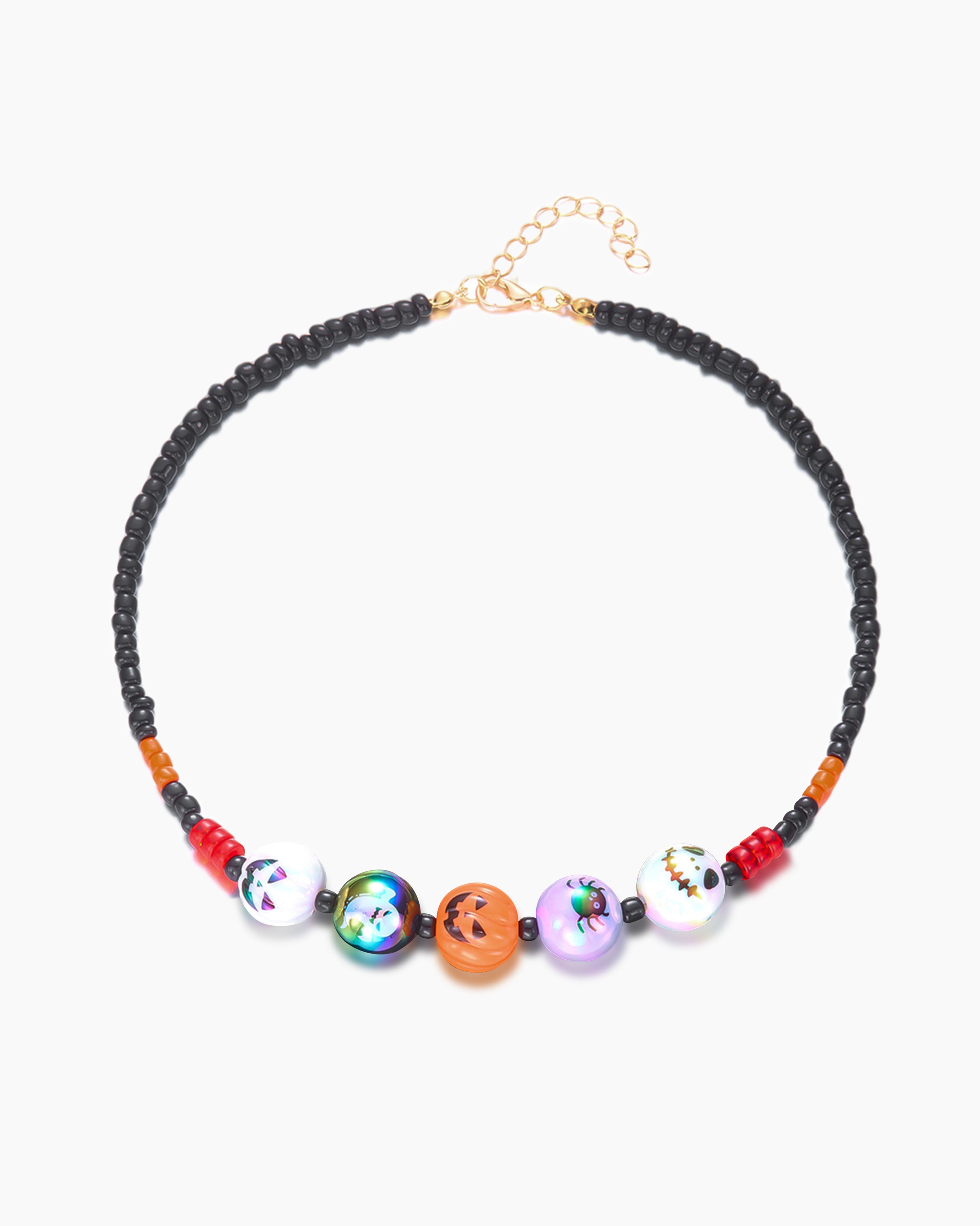 Halloween Ghost Cat Necklace — Pumpkin & Pearl Charm