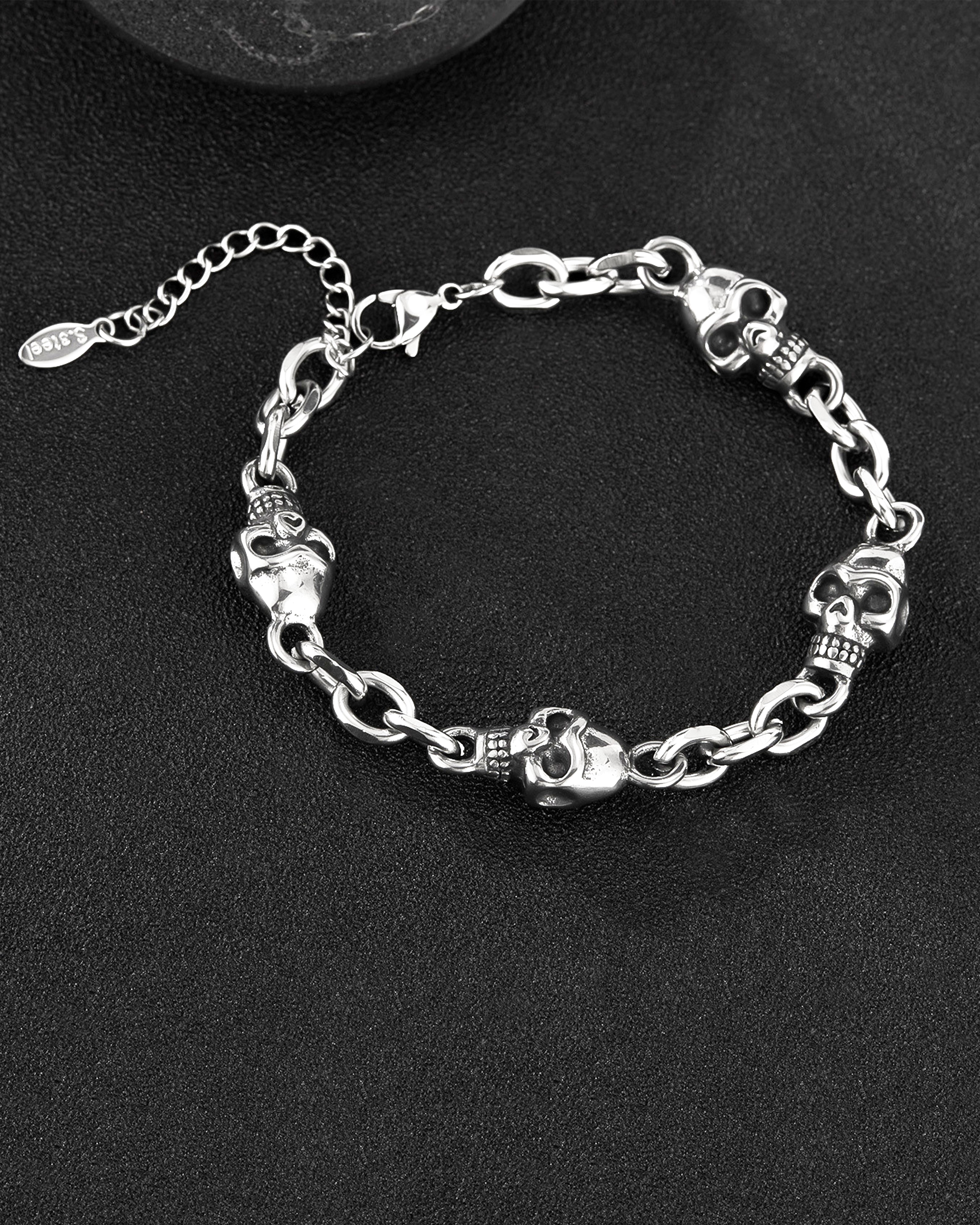 Steel - Bone Skull Shadow Bracelet