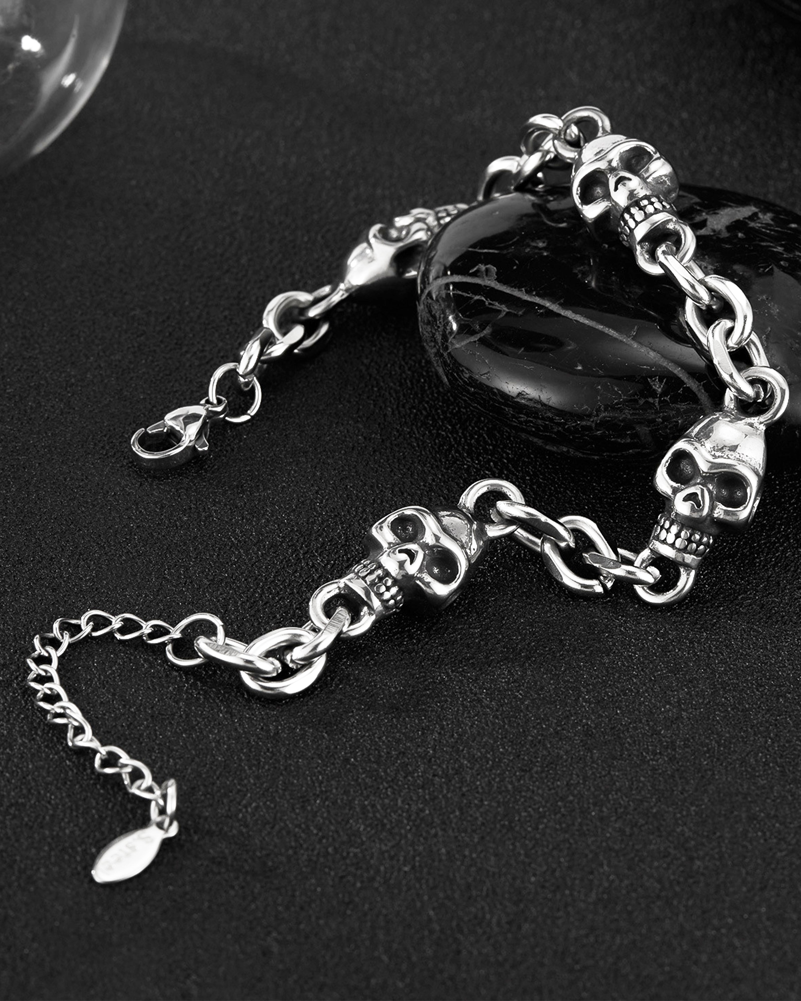 Steel - Bone Skull Shadow Bracelet