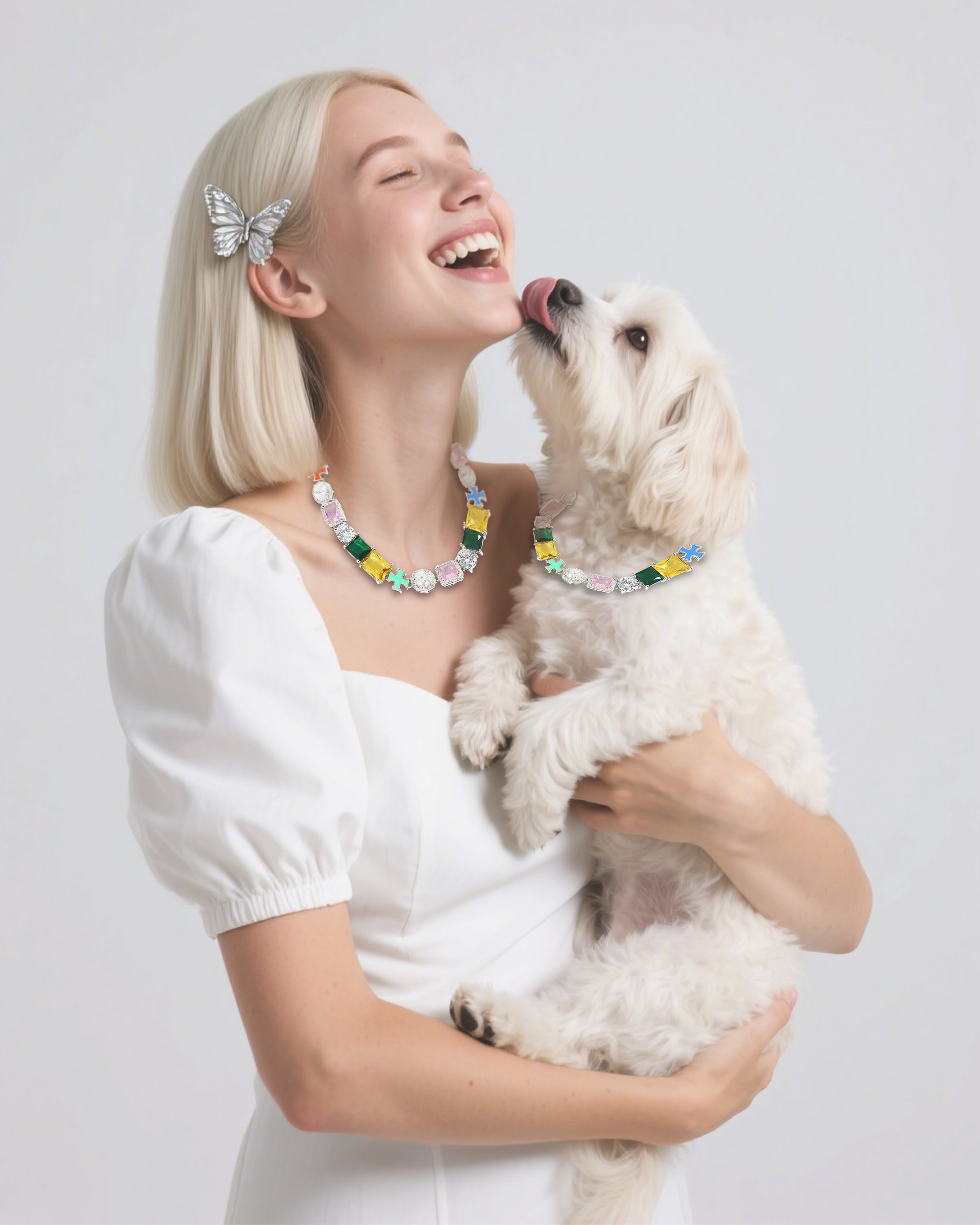 Matching pet necklace and owner hand chain, charm bracelet, and bracelets for men, showcasing the bond and devotion