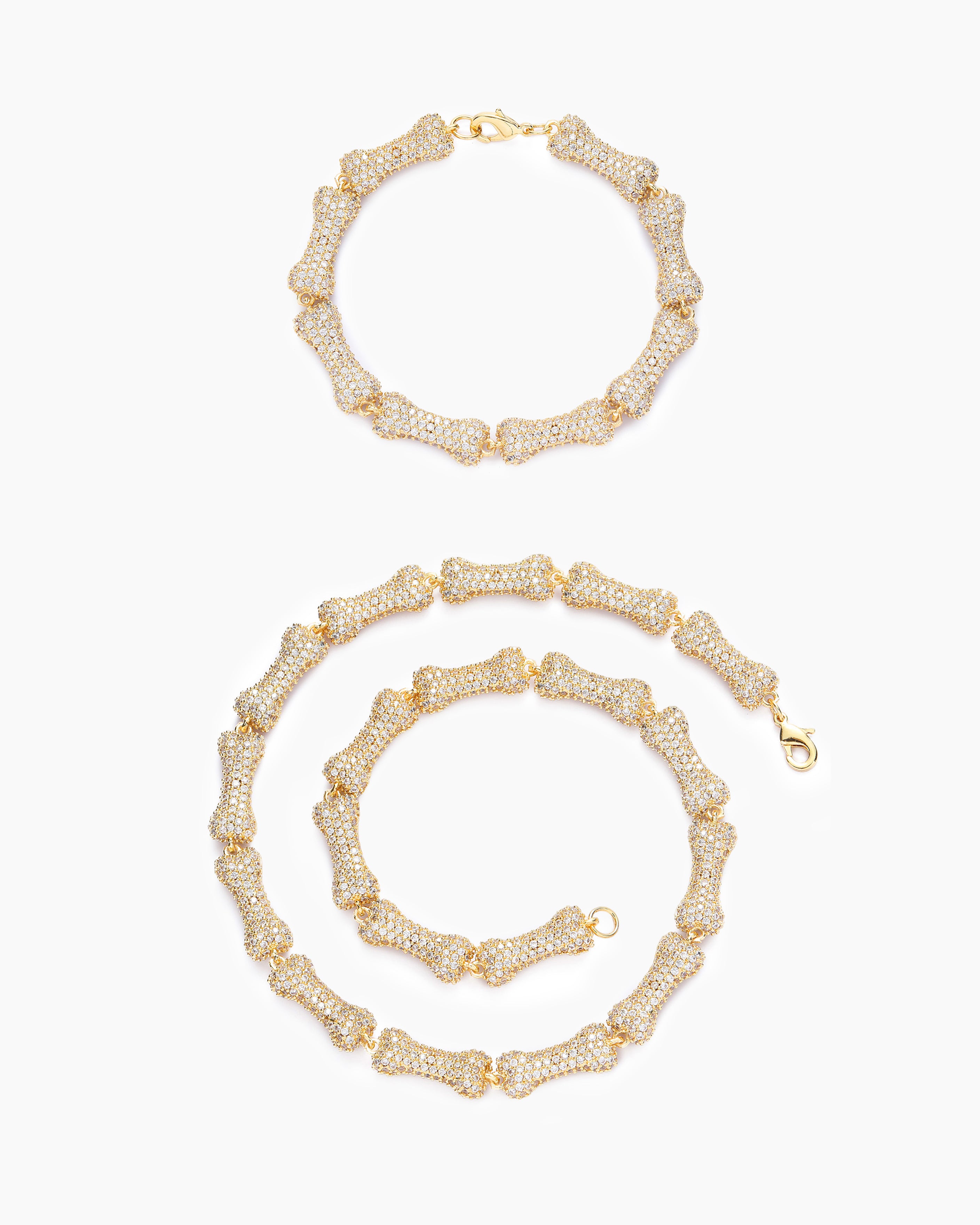Close-up of dog chain collars and matching pet necklace, elegant personalized necklace and fashion accessory