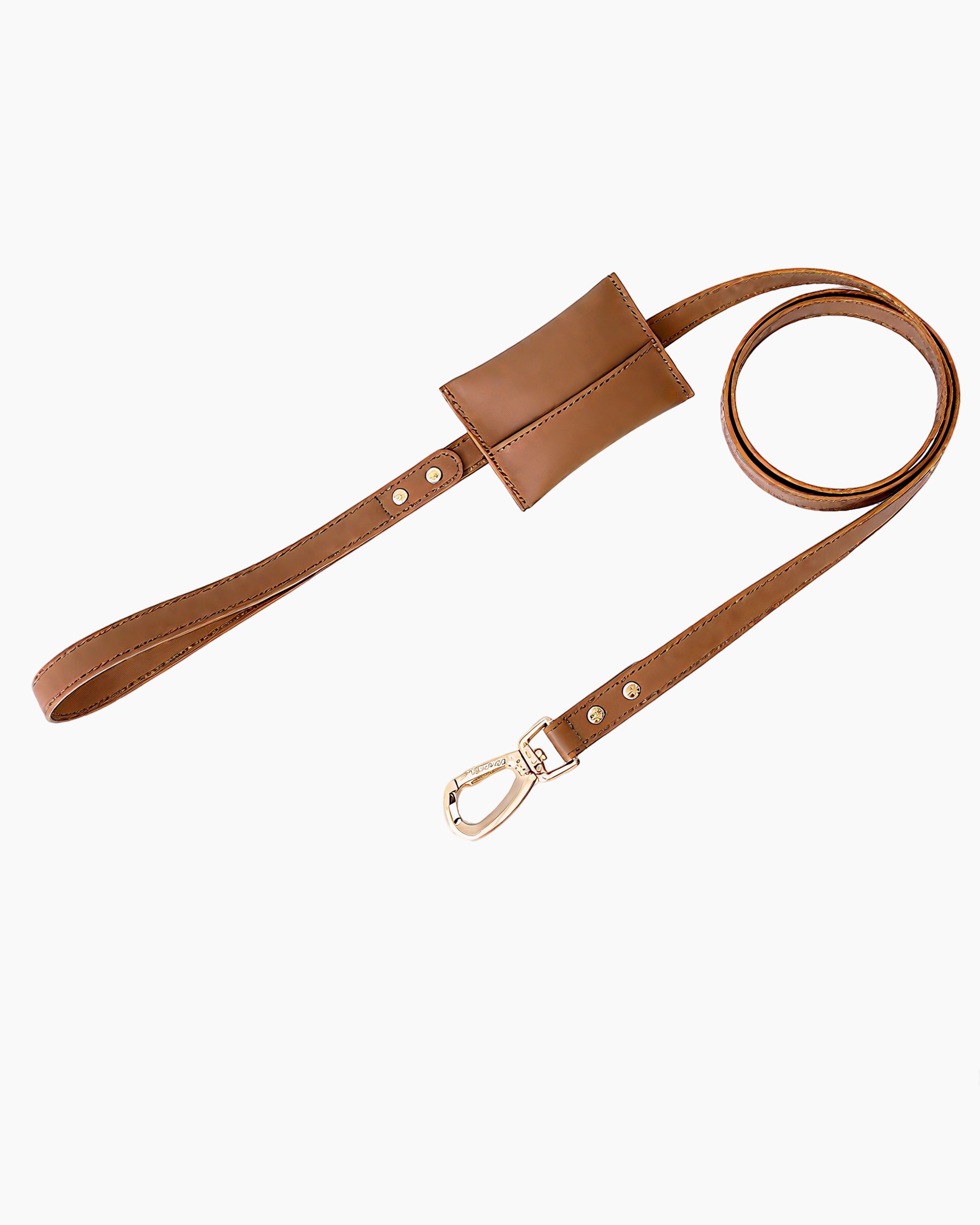 Adjustable leather dog leash with storage pouch, perfect for daily walks