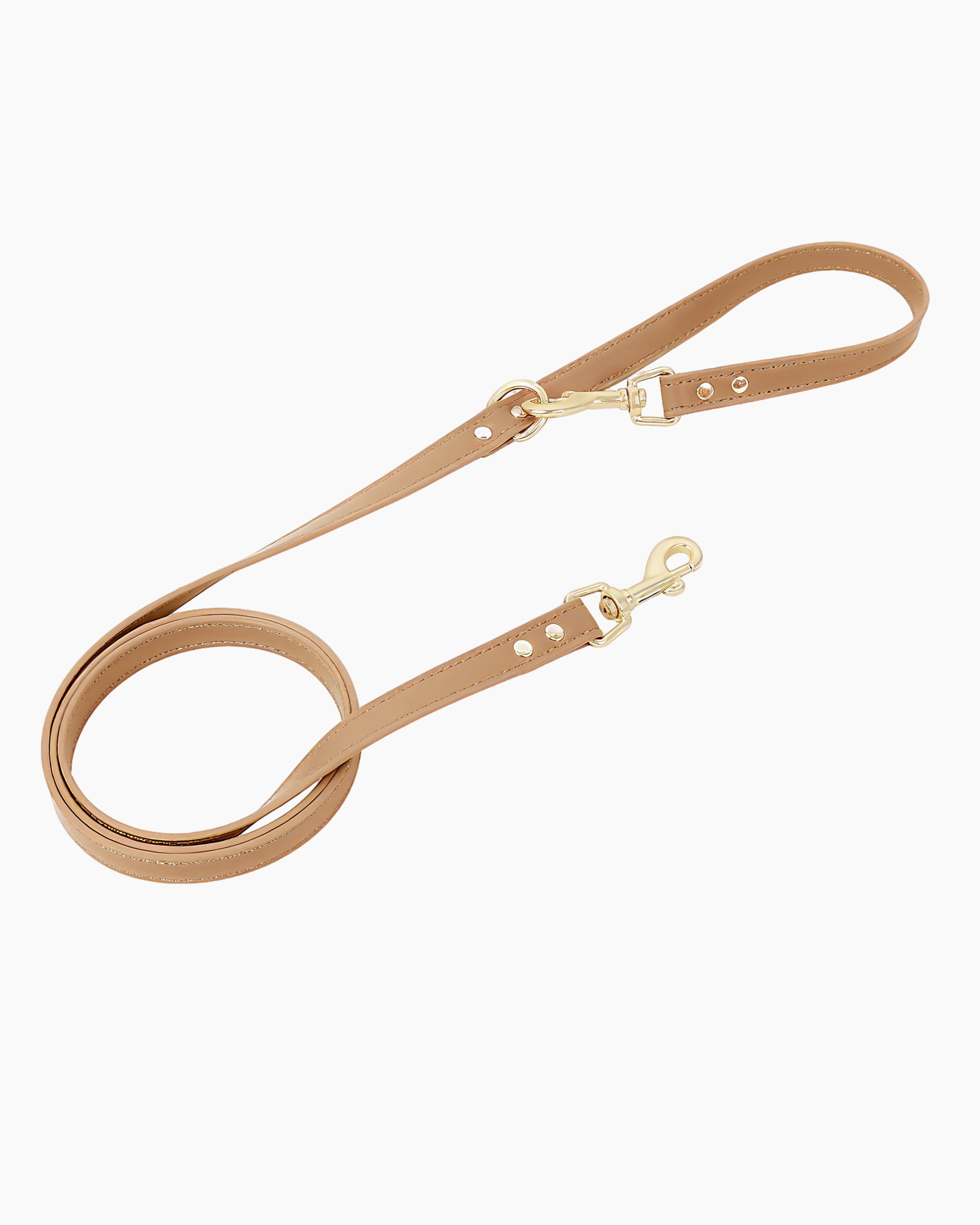 Double-buckle adjustable dog leash made from durable leather