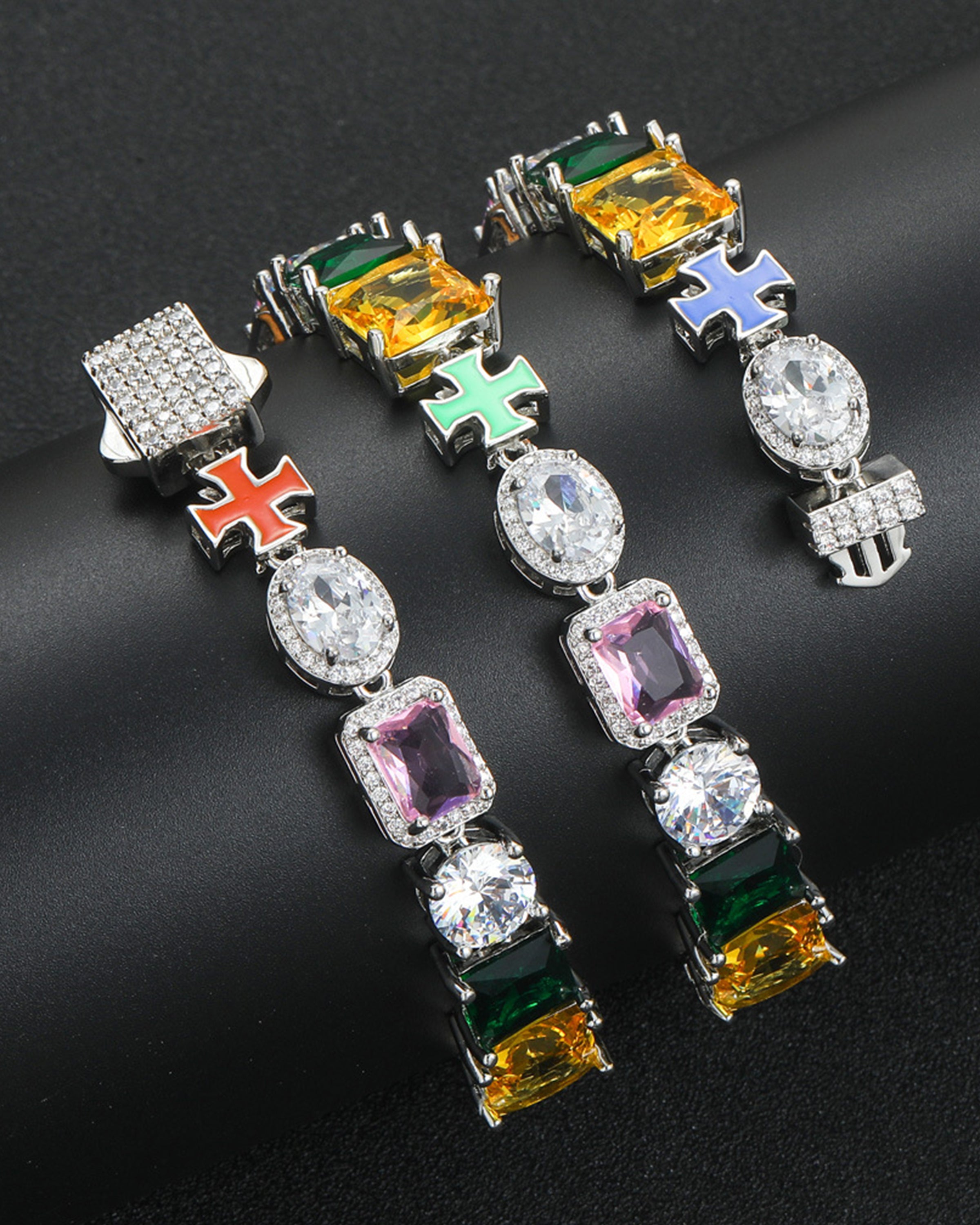 Lifestyle image of pet wearing Chroma Saint necklace, matching dog collar jewelry, stylish fashion accessory for pets