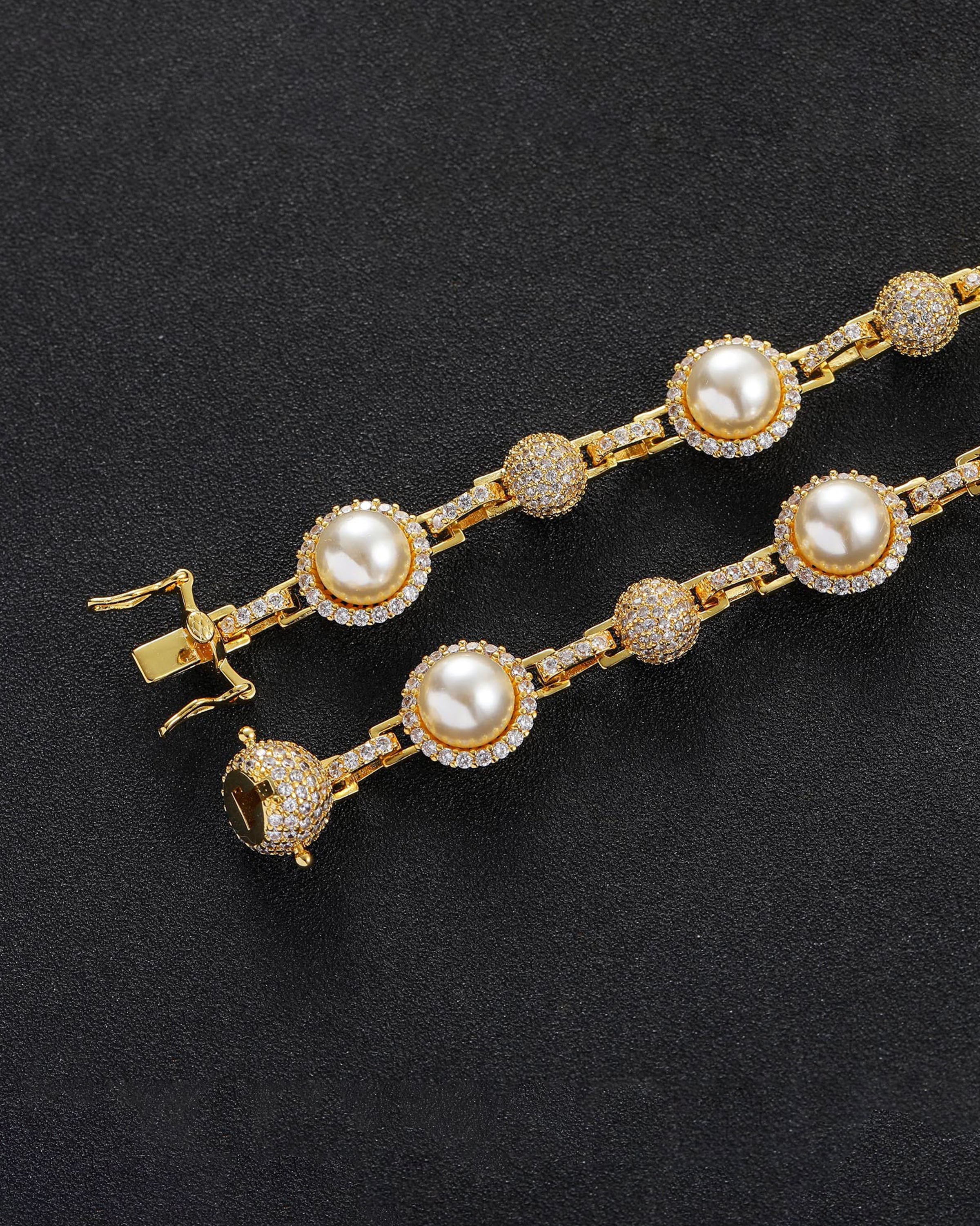 Close-up of Pearl Paw & Me necklace with lustrous pearls and gold charm, perfect matching jewelry for pet owners