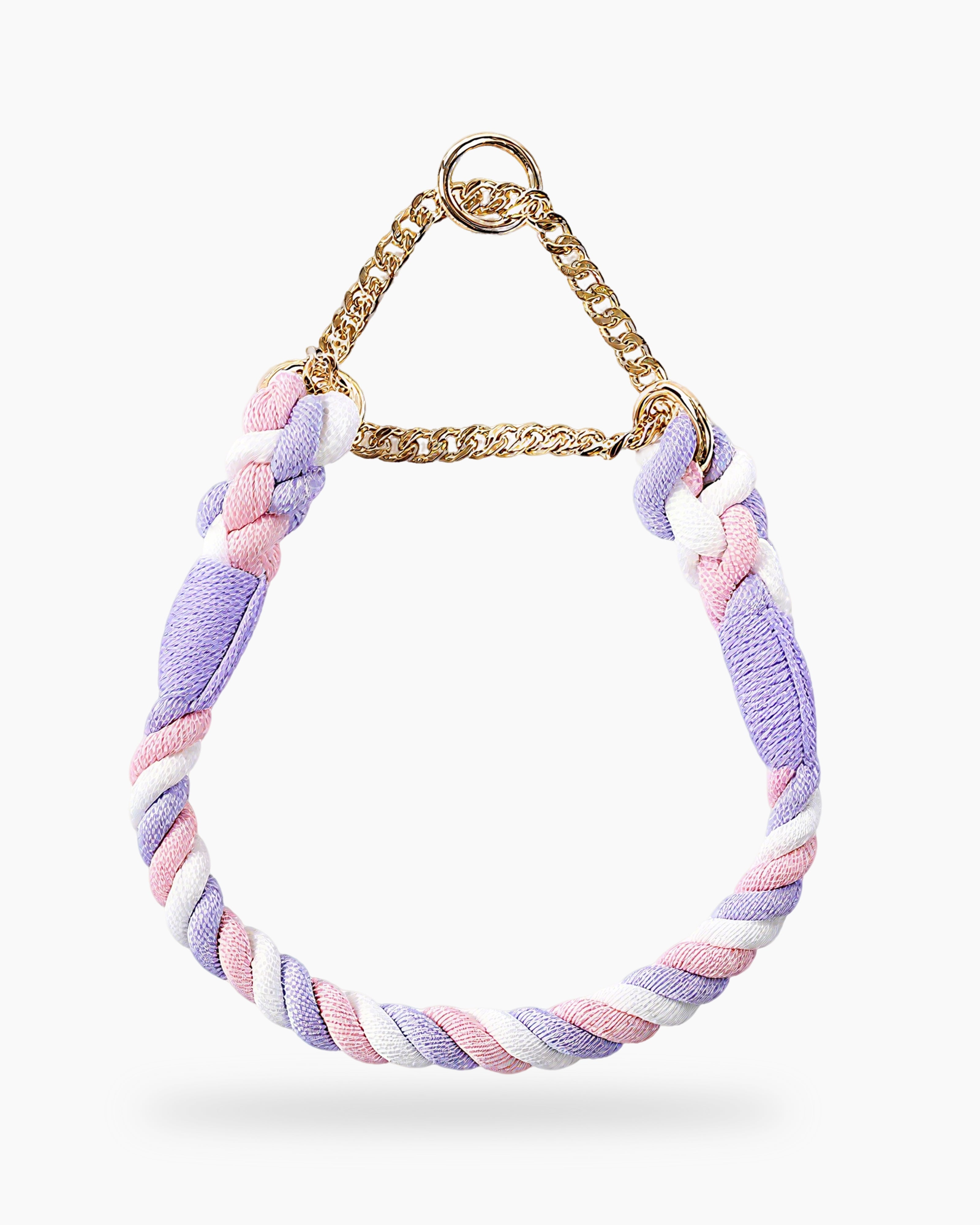 Rainbow March dog collar in pastel gradient, soft and durable dog accessory.