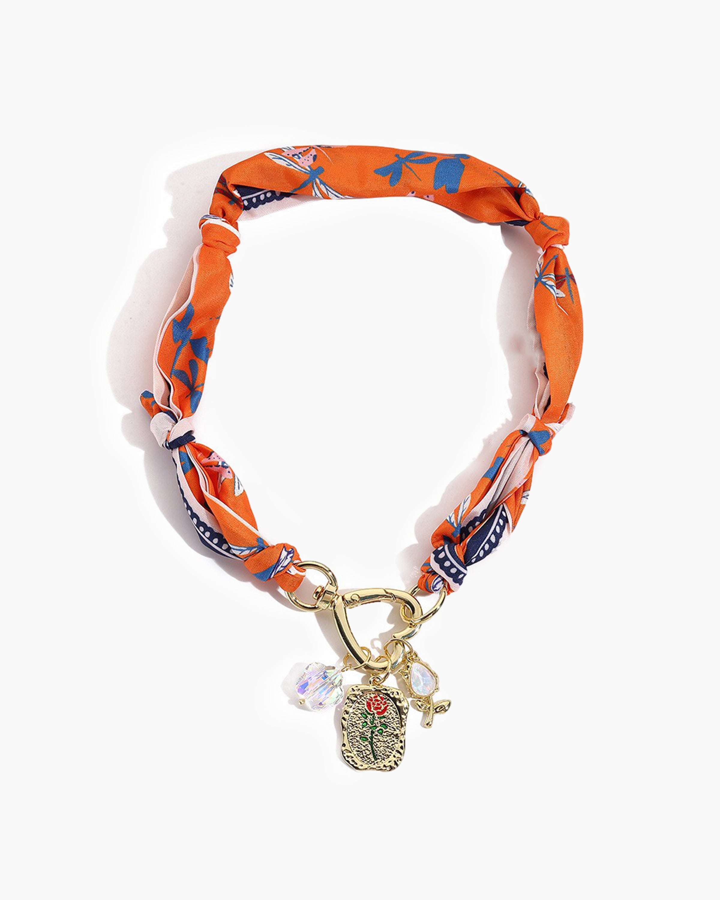 Silken Heart Rose Cat Collar with heart clasp, rose design, diamond accent, soft silk material