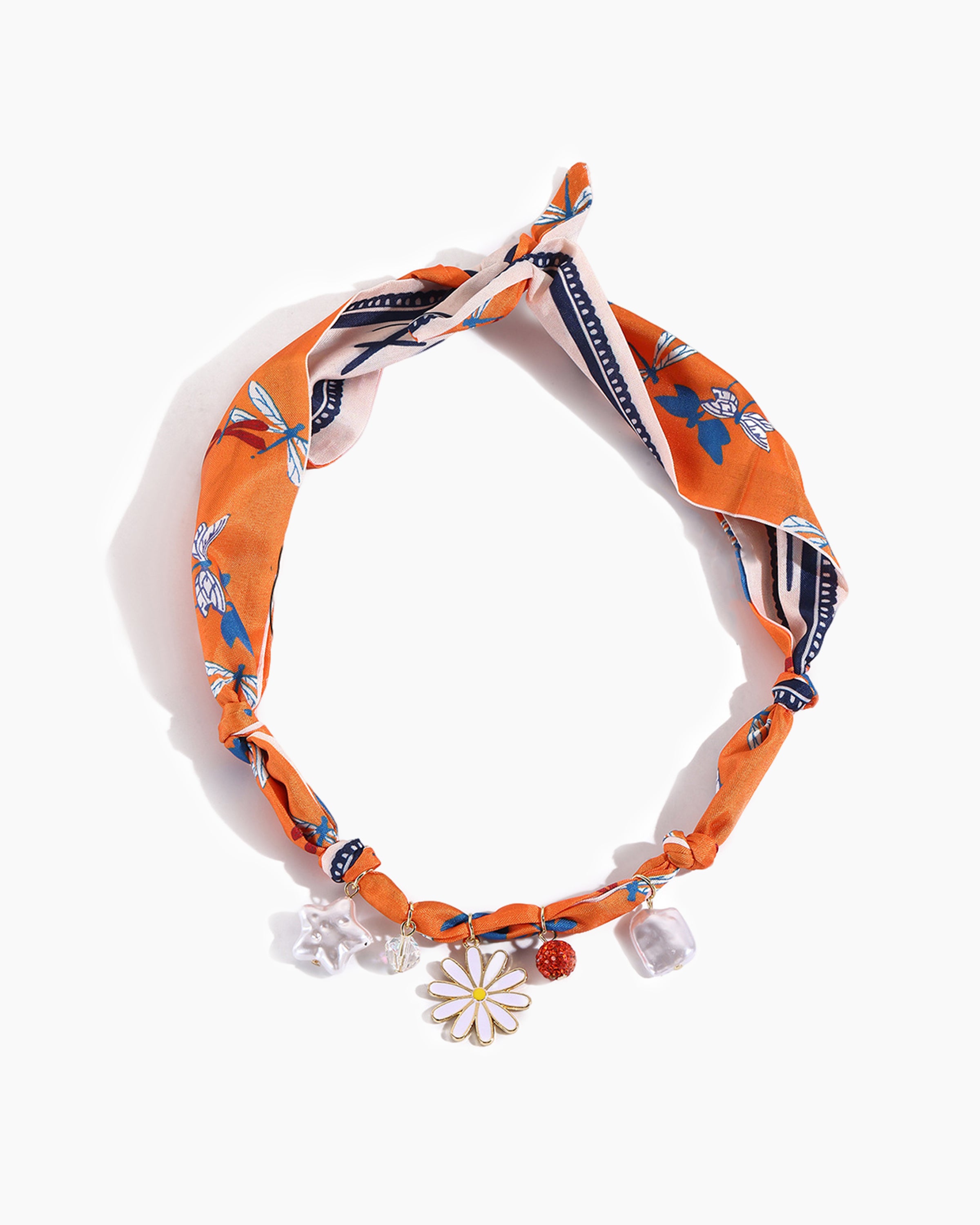 Starlit Chrysanthemum Silk Cat Collar with star and chrysanthemum motifs, soft and adjustable for comfortable fit.