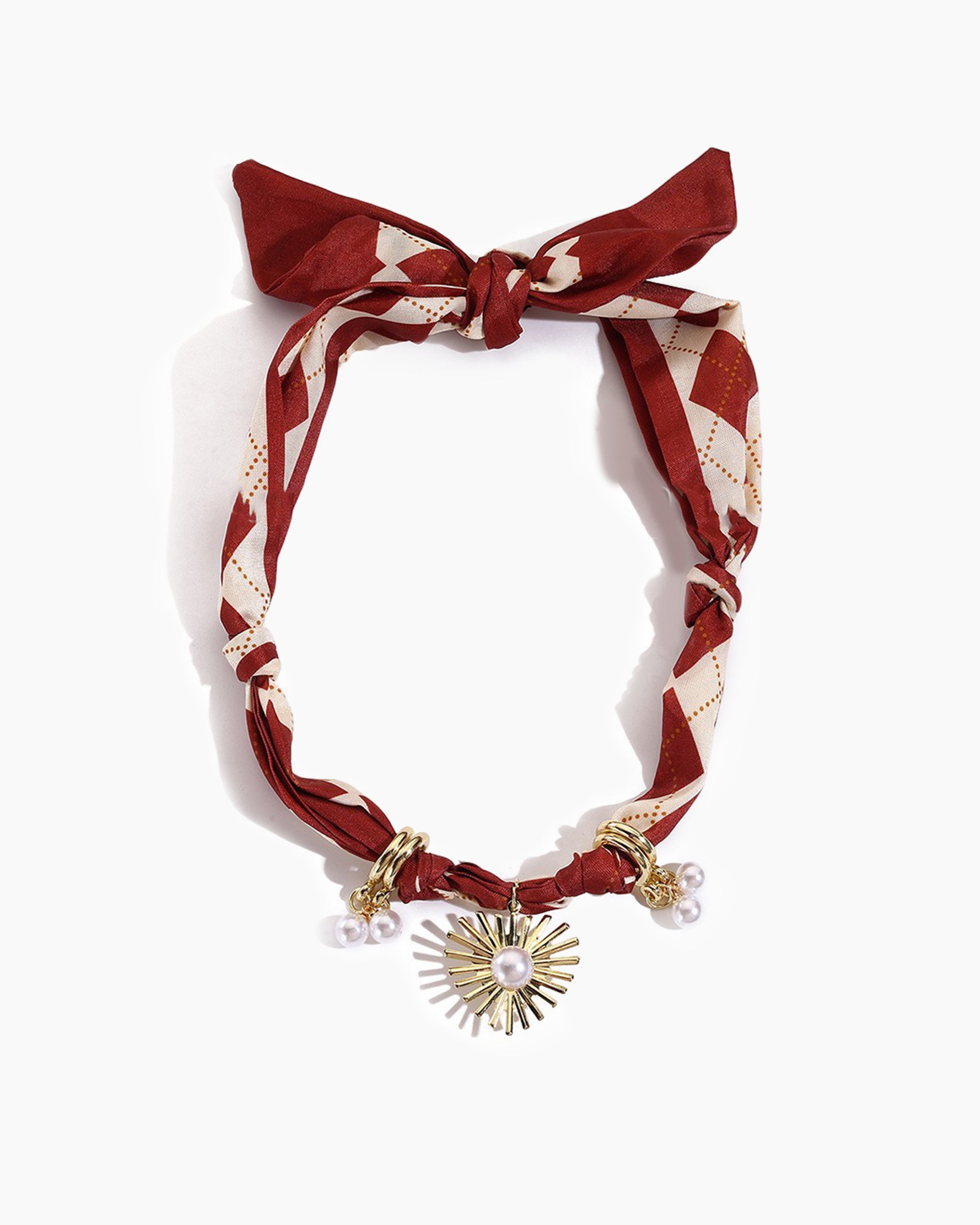 Sunbeam Pearl Charm Silk Cat Collar with elegant pearl pendant